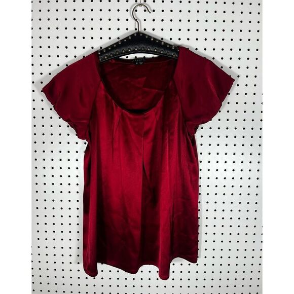 Theory satin scoop neck cap sleeve blouse size M - Picture 1 of 4